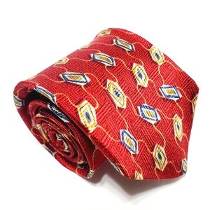 Robert Talbott Necktie Red Geometric Pattern Boy's Silk Neck Tie 50x3"